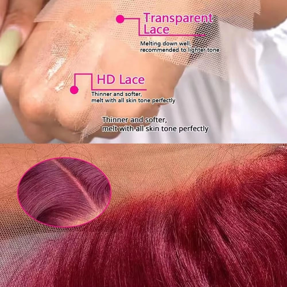 99J Burgundy 13x6 Lace Front Wigs Human Hair 18 Inch Deep Wave Lace Front Wigs Human Hair Pre Plucked Red Curly Human Hair Wig 200% Density Colored Lace Frontal Glueless for Women