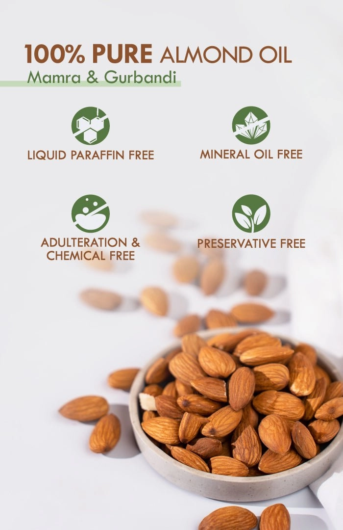 <strong>Pure Almond <i>(Badam)</i> Oil</strong><br><i>Non-Refined, LLP Free</i>