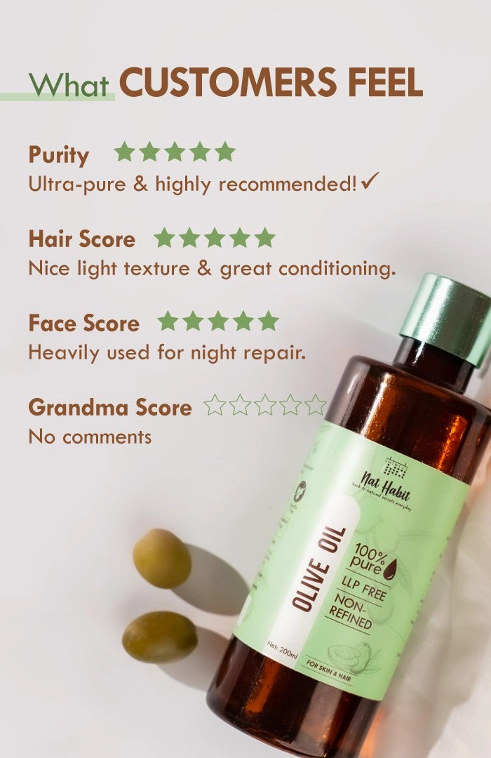 <strong>Pure Olive Oil 200ml</strong><br><i>Non-Refined, LLP Free</i>