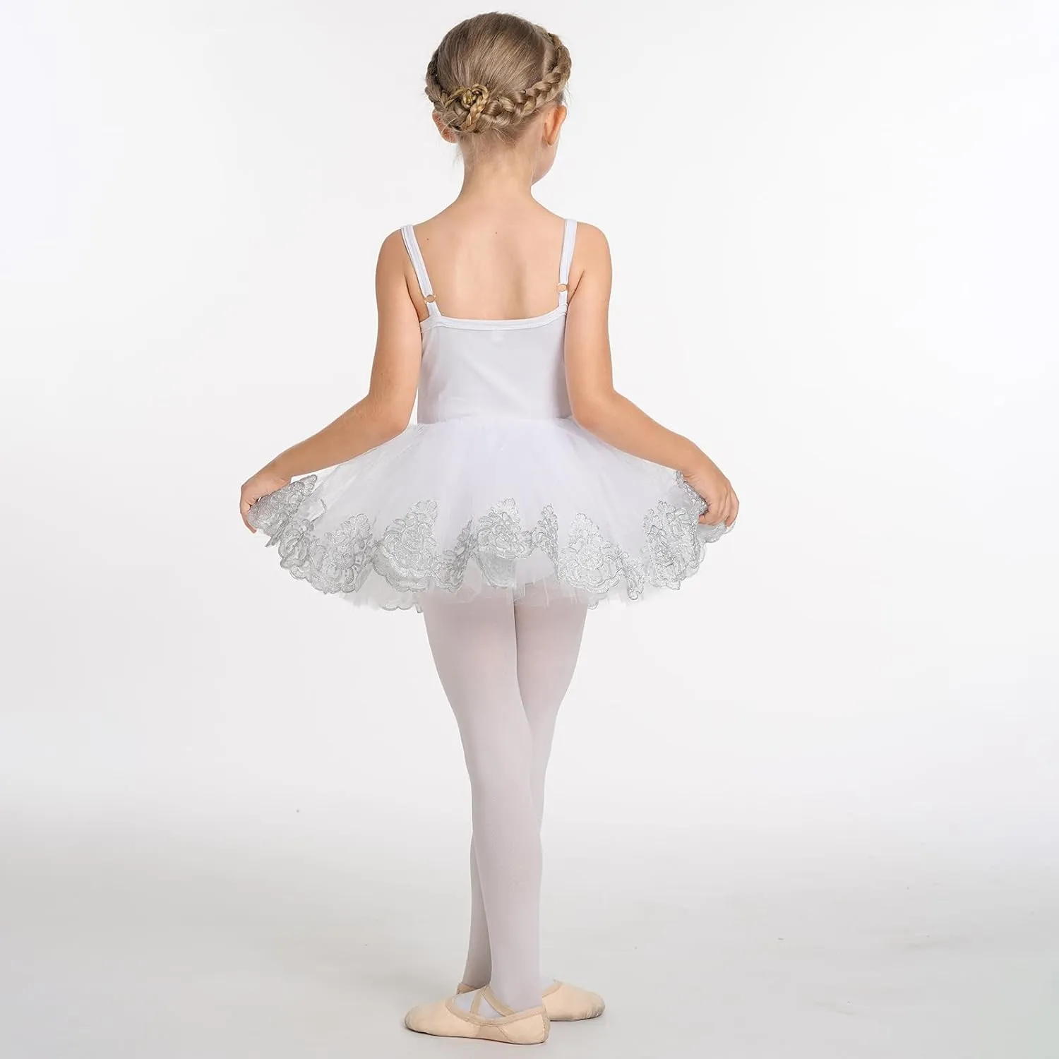 AFAVOM Ballet Leotards for Girls Toddler Sequin Flower Camisole Ballet Dance Dress Tulle Tutu Skirt Leotard Ballerina Costume