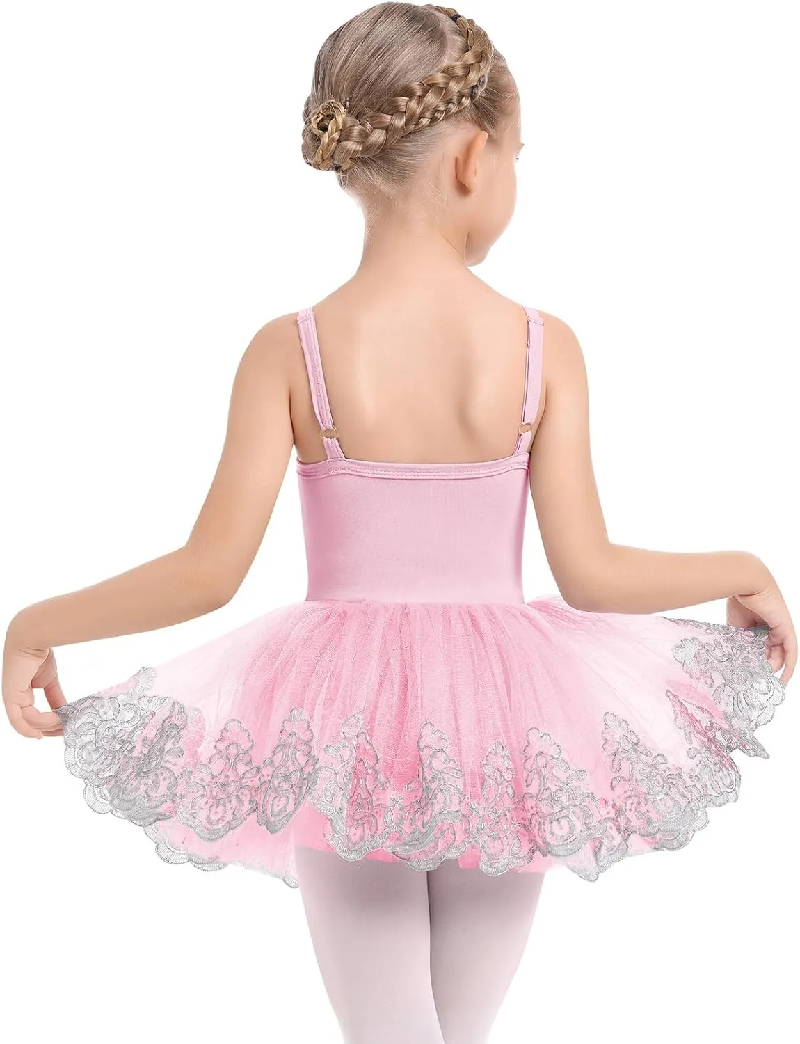AFAVOM Ballet Leotards for Girls Toddler Sequin Flower Camisole Ballet Dance Dress Tulle Tutu Skirt Leotard Ballerina Costume