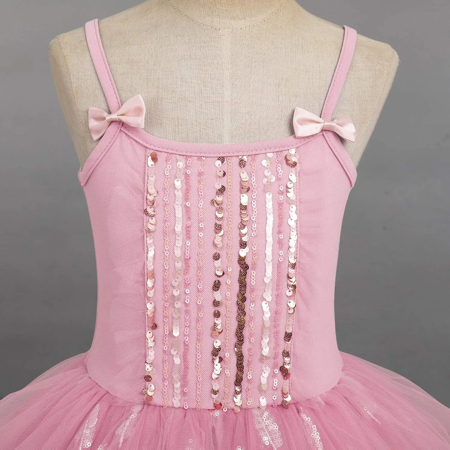 AFAVOM Toddler Kid Girls Sequins Fringes Camisole Ballet Dance Dress Glitter Feather Tutu Skirted Leotard Ballerina Dancewear