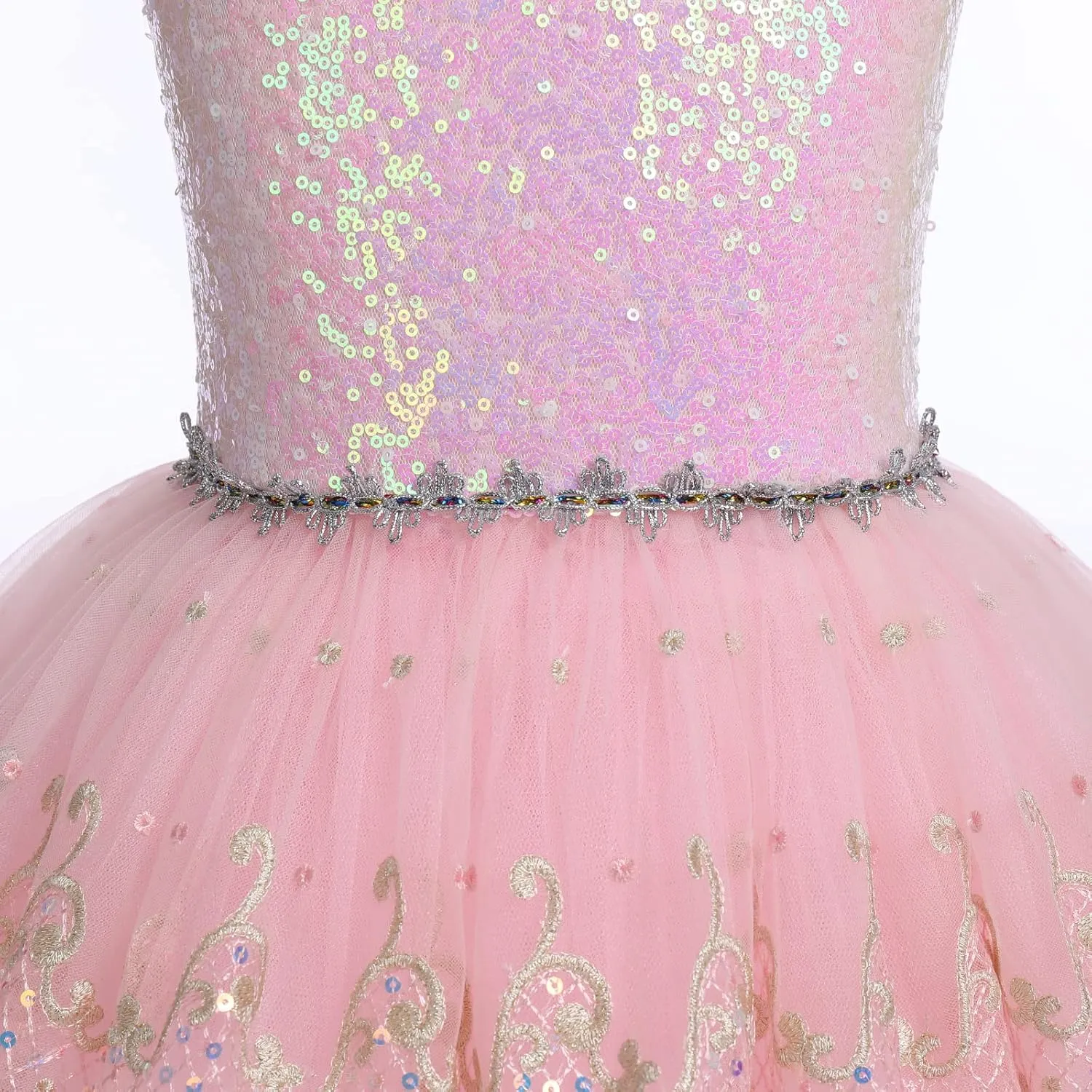 AFAVOM Toddler Kid Girls Sequins Fringes Camisole Ballet Dance Dress Glitter Feather Tutu Skirted Leotard Ballerina Dancewear