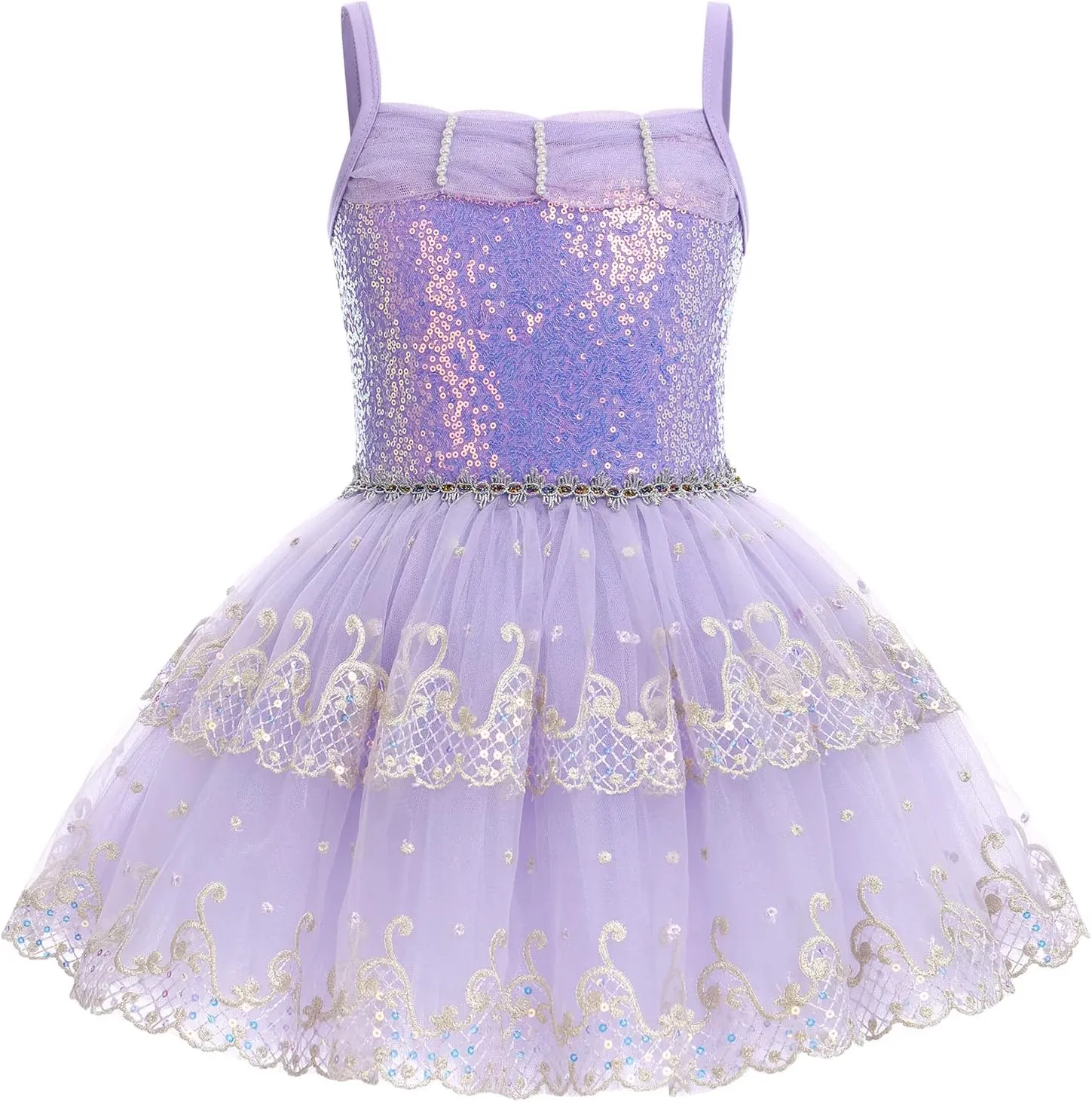 AFAVOM Toddler Kid Girls Sequins Fringes Camisole Ballet Dance Dress Glitter Feather Tutu Skirted Leotard Ballerina Dancewear