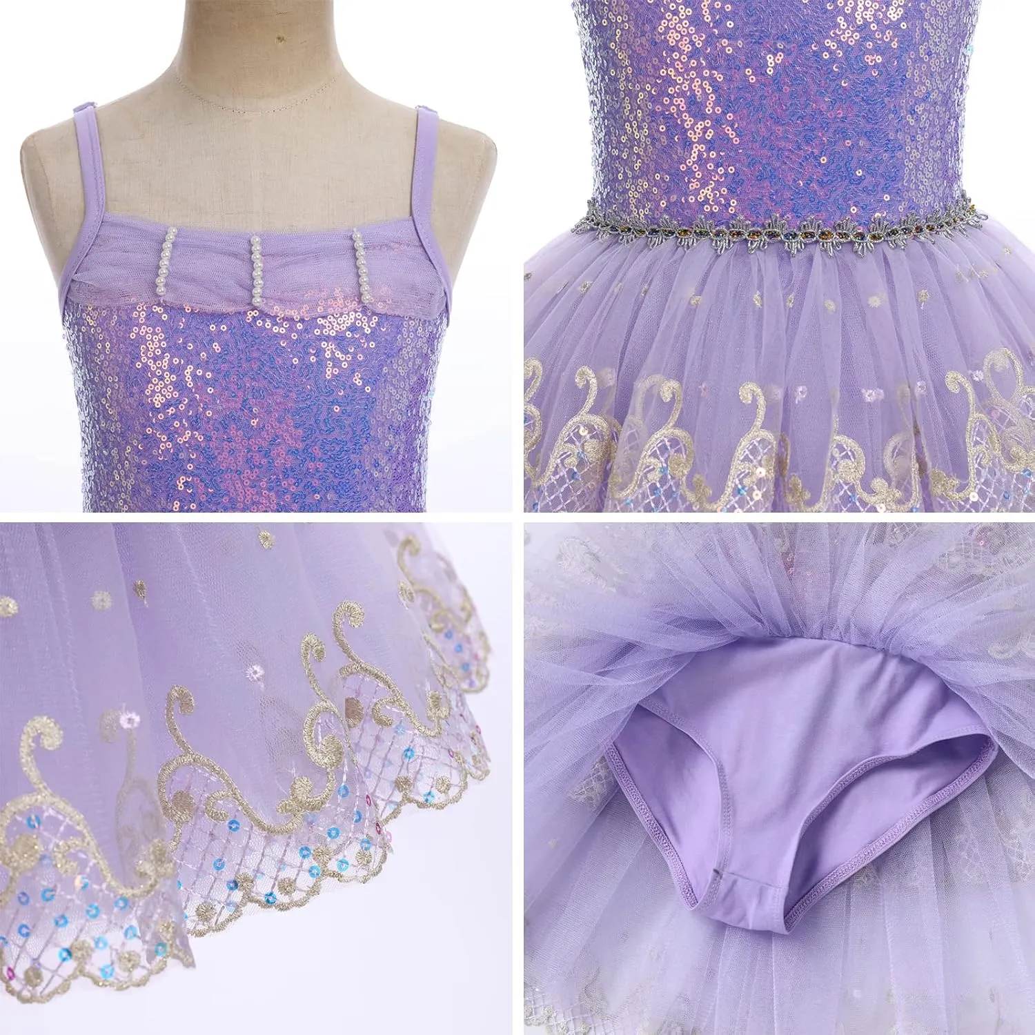 AFAVOM Toddler Kid Girls Sequins Fringes Camisole Ballet Dance Dress Glitter Feather Tutu Skirted Leotard Ballerina Dancewear