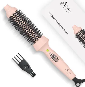 Aima Beauty Thermal Brush, 1.3"/35mm Volumizing Brush Makes Hair Silky Smooth, Ionic Hot Brush Create Smooth & Shiny Loose Curls, Fast Heating, Dual Voltage, 60Mins Auto Shut down, Pink