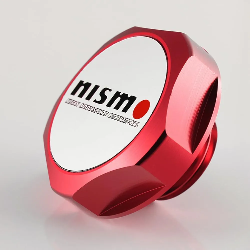 Aluminum Alloy Gas Engine Oil Filler Cap Plug Cover Compatible with Nissan Nismo 240sx 350z 370z RX7 G35 G37 GT-R Livna Qashqai Sunny Sylphy Tiida (NISMO#1-Red)