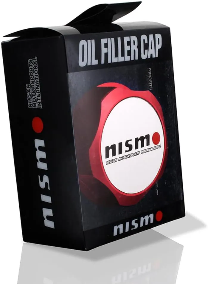 Aluminum Alloy Gas Engine Oil Filler Cap Plug Cover Compatible with Nissan Nismo 240sx 350z 370z RX7 G35 G37 GT-R Livna Qashqai Sunny Sylphy Tiida (NISMO#1-Red)