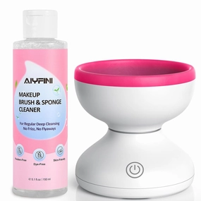 Alyfini Makeup Brush Cleaner Machine   Cleanser Solution Combo, Powerful for Tough Residue on Make Up Brushes/Sponges/Puffs