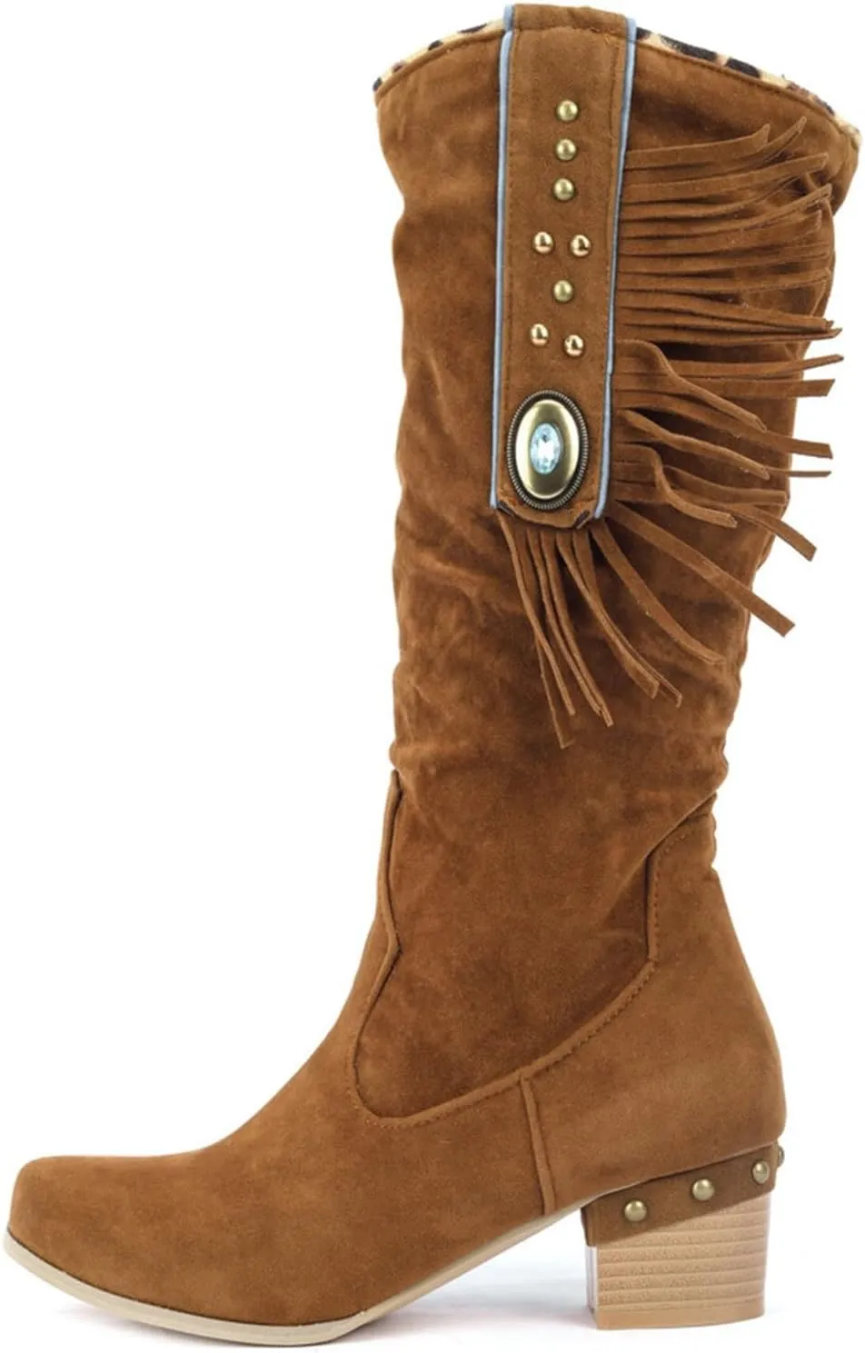 AMDBEL Boots for Women Knee High Wide Calf Boots Sexy Chunky High Heel Boots Fashion Suede Long Boots Fall Winter Shoes