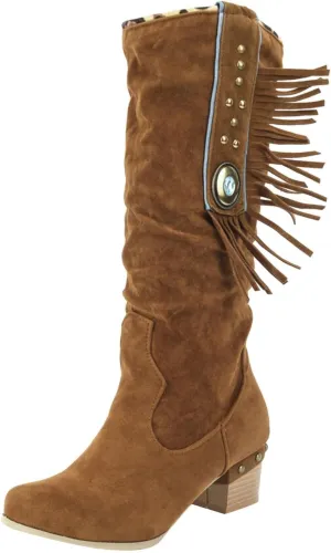AMDBEL Boots for Women Knee High Wide Calf Boots Sexy Chunky High Heel Boots Fashion Suede Long Boots Fall Winter Shoes