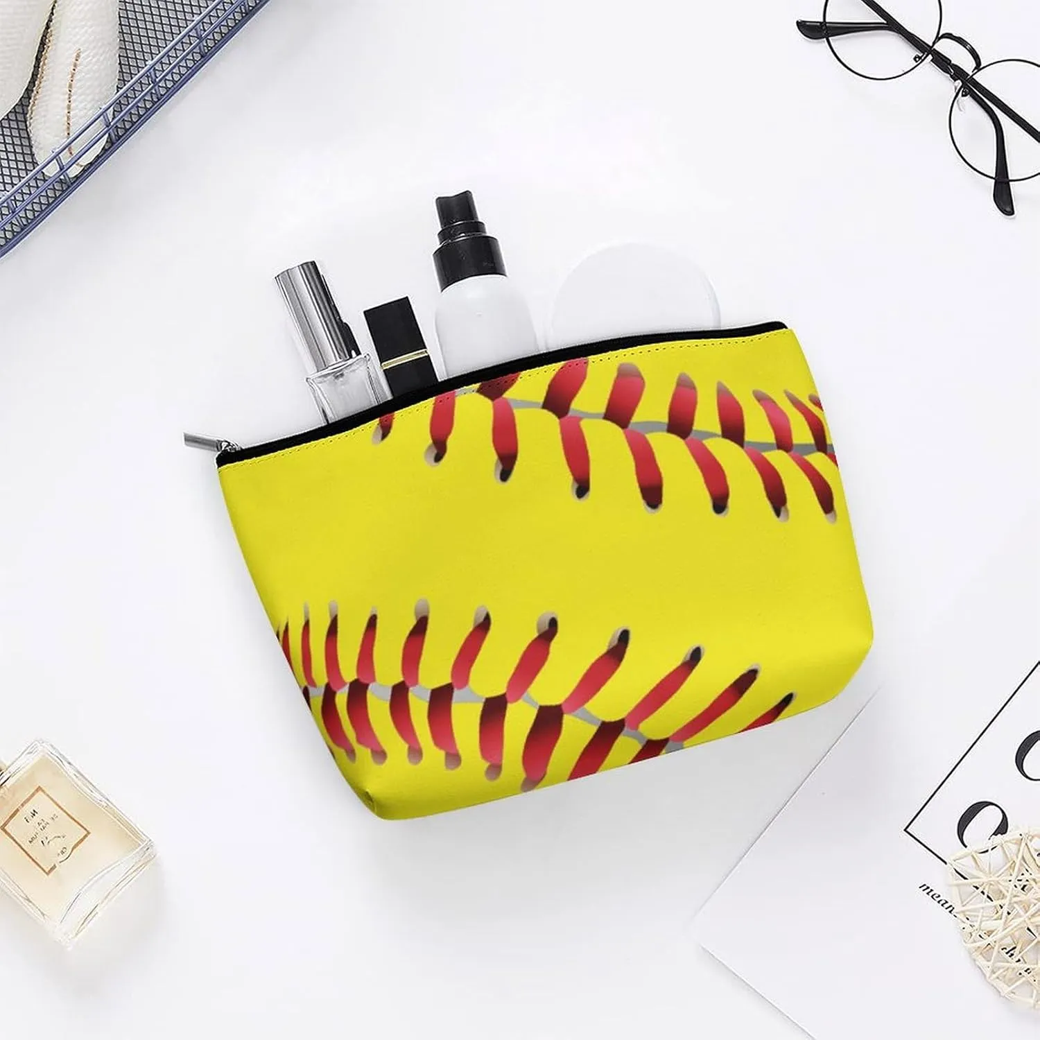 American Red Line Yellow Softball Large Capacity Portable Hand-held Makeup Bag