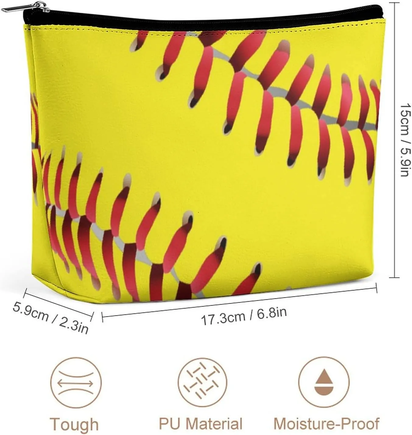 American Red Line Yellow Softball Large Capacity Portable Hand-held Makeup Bag