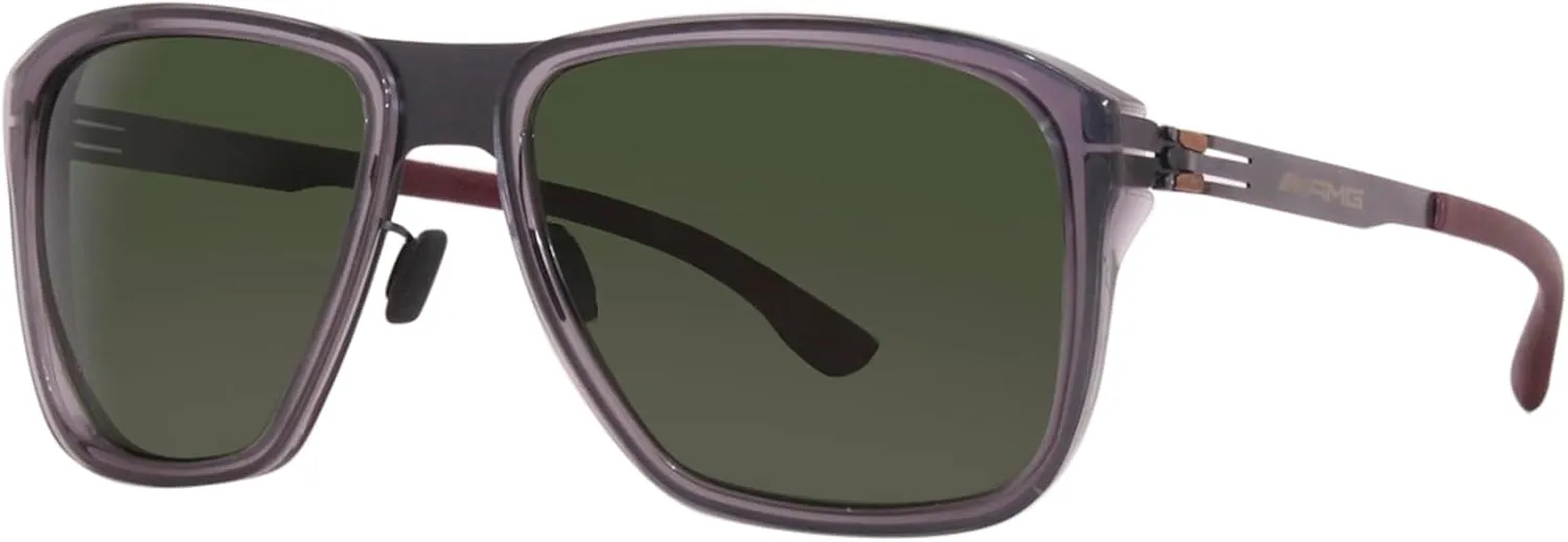 AMG-07 Sunglasses Aubergine/Shiny Copper/Dark Red Square Shape 61mm