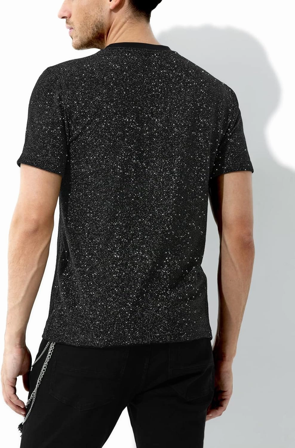 Arjen Kroos Men's Sequin Disco Shirts Short Sleeve Sparkly Rave Hot Tops