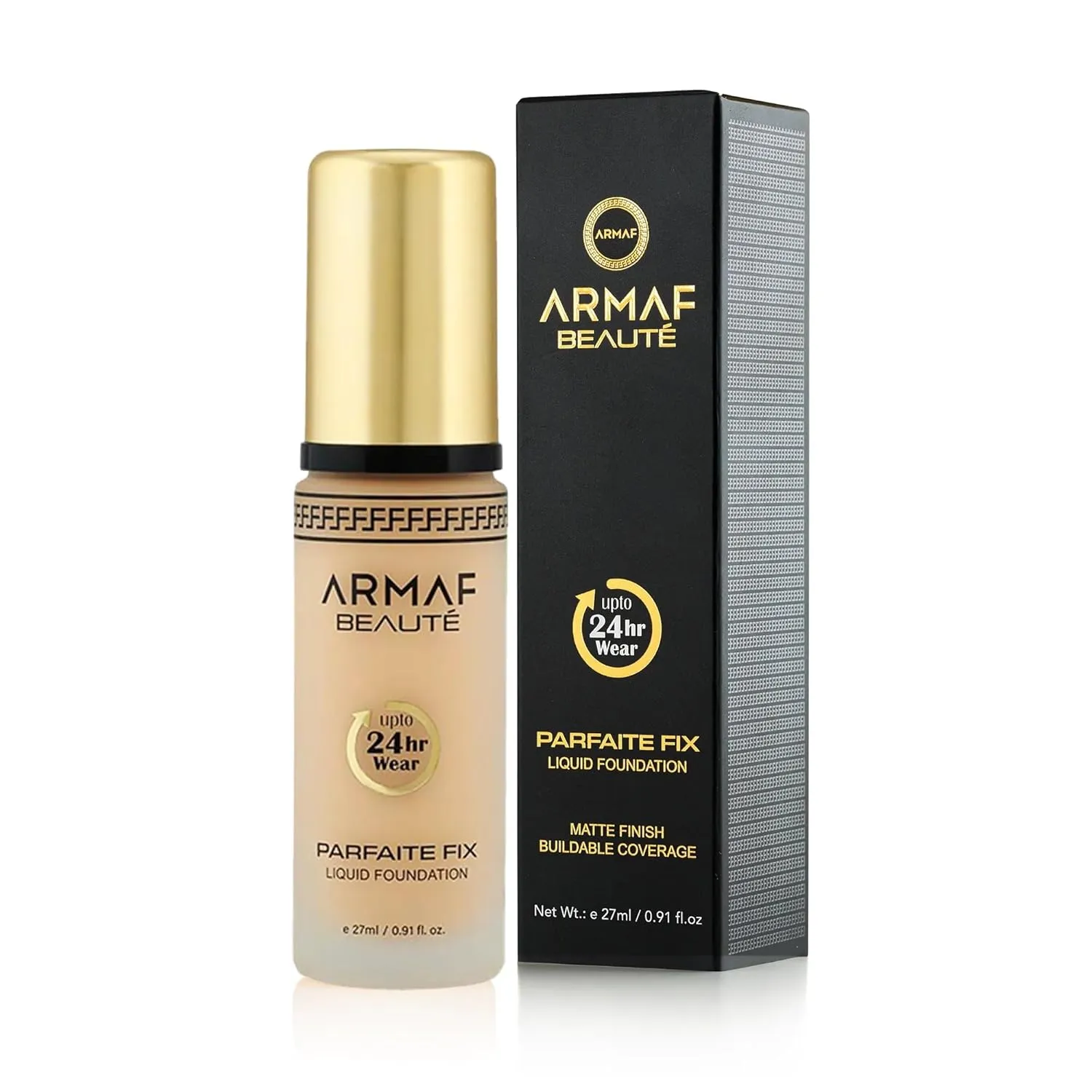 Armaf Beauté Parfaite Fix Liquid Foundation Makeup - Water Resistant, Lasts Up To 24 Hours | Warm Beige, 27 ml/0.91 fl.oz