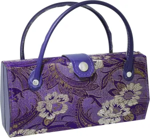 Asian Silk Brocade Style Eyeglass Case Mini Handbag Design Blue Pink Purple Sage