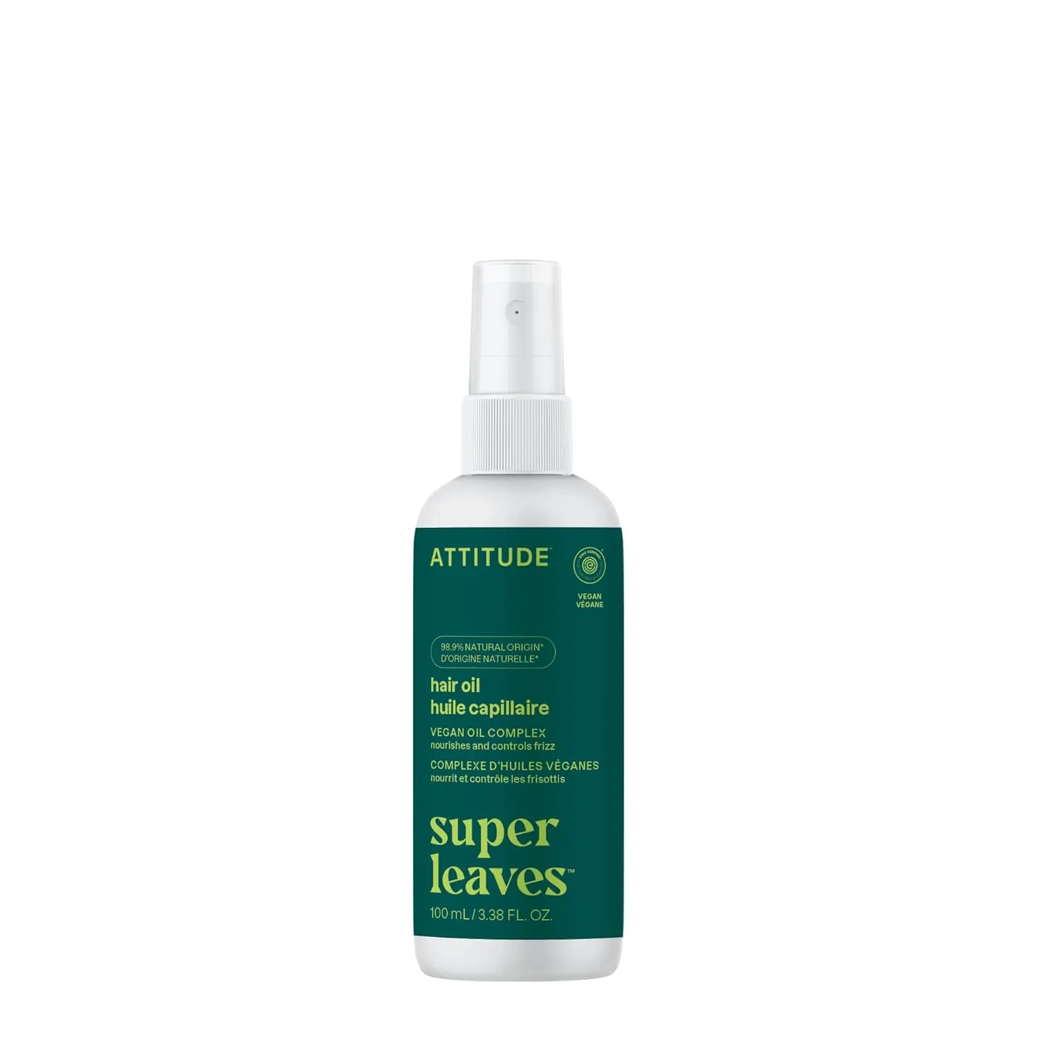ATTITUDE Nourishing Hair Oil, EWG Verified, Natural Origin, Frizz Control Vegan Oil Complex, Softens & Nourishes Dry Hair, Dermatologically Tested, For All Hair Types, 100 mL