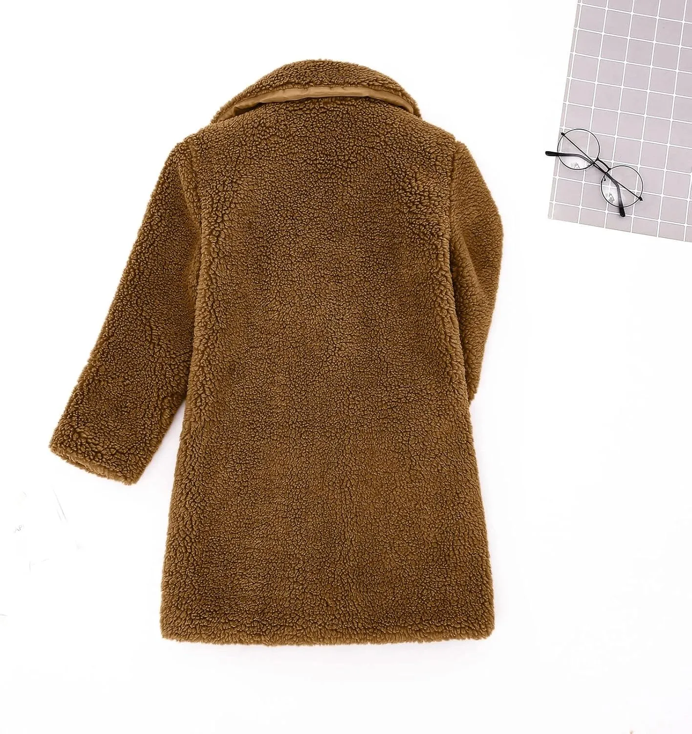 Baby Girls Faux Fur Teddy Long Coat Toddler Kids Winter Fleece Jacket Fluffy Jacket Warm Trench Outwear Overcoat