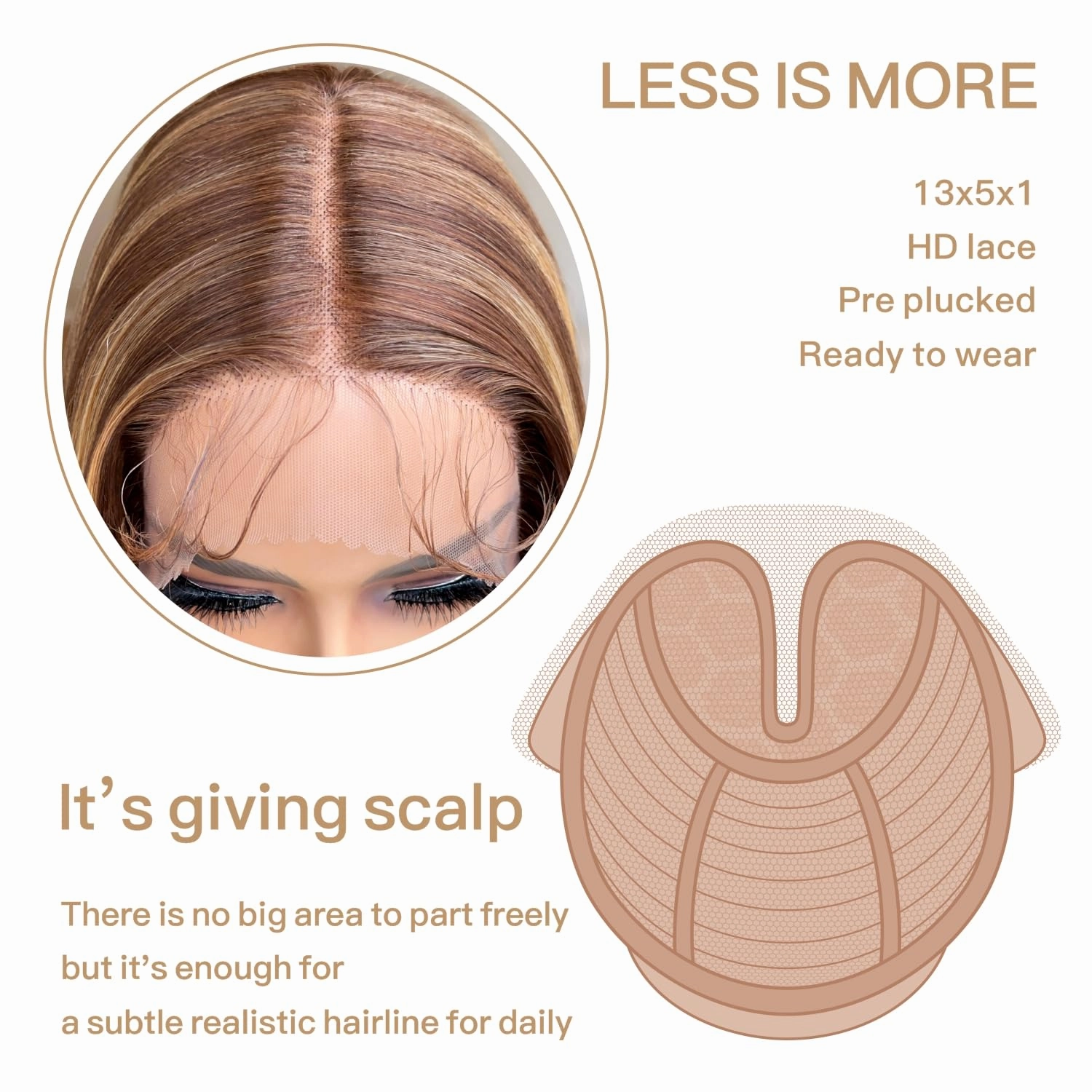 Balayage Honey Blonde Lace Front Wig Pre Plucked, Synthetic Lace Front Wig, HD Glueless 13X5X1 Highlight Lace Front Wigs for Women, Balayage 4/27 Ombre Honey Blonde Straight Wig