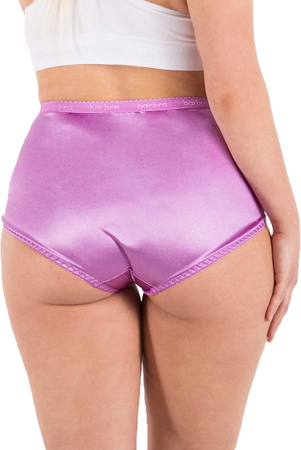 Barbra Lingerie Satin Panties S to Plus Size Womens Underwear Full Coverage Brief Multi-Pack