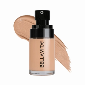 BE.LLAVITA Hydmatte FX - Airbrush Liquid Foundation with SPF 50 and PA      for Radiant Finish | Infused with Hyaluronic Acid & Niacinamide| oil control | Warm Sun | 30 ML