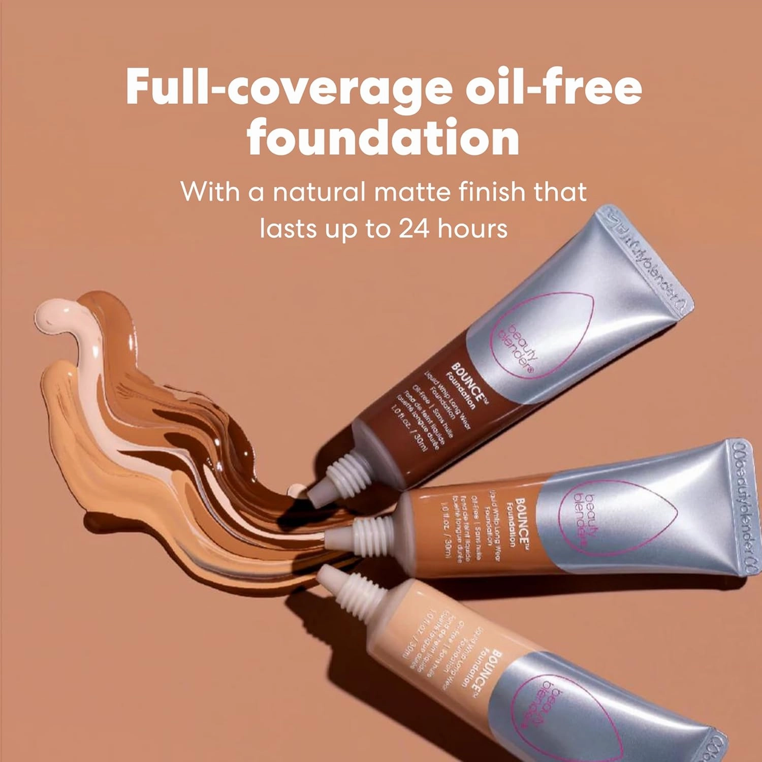 Beautyblender Bounce Liquid Whip Long Wear Foundation, Full Coverage Natural Matte Makeup Foundation, Oil Free 24 Hour Wear, 3.30 W/O Med Honey Version 2.0