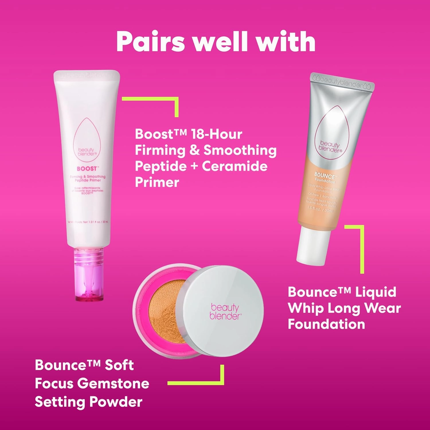 Beautyblender Bounce Liquid Whip Long Wear Foundation, Full Coverage Natural Matte Makeup Foundation, Oil Free 24 Hour Wear, 3.30 W/O Med Honey Version 2.0