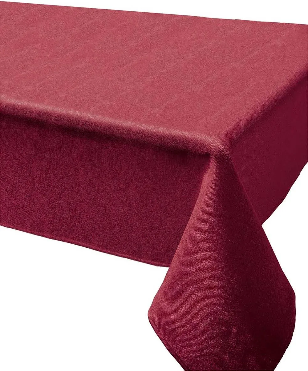 Benson Mills 87878 Sandstone Shiny Heavyweight Fabric Tablecloth, 60-Inch-by-120-Inch, Rio Red