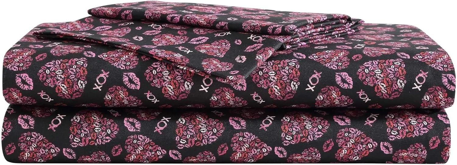 Betsey Johnson - Twin Bed Sheets, Super Soft Bedding with Matching Sham(s), Fade & Wrinkle Resistant Bed Essentials (Lipstick Betsey Pink, Twin)