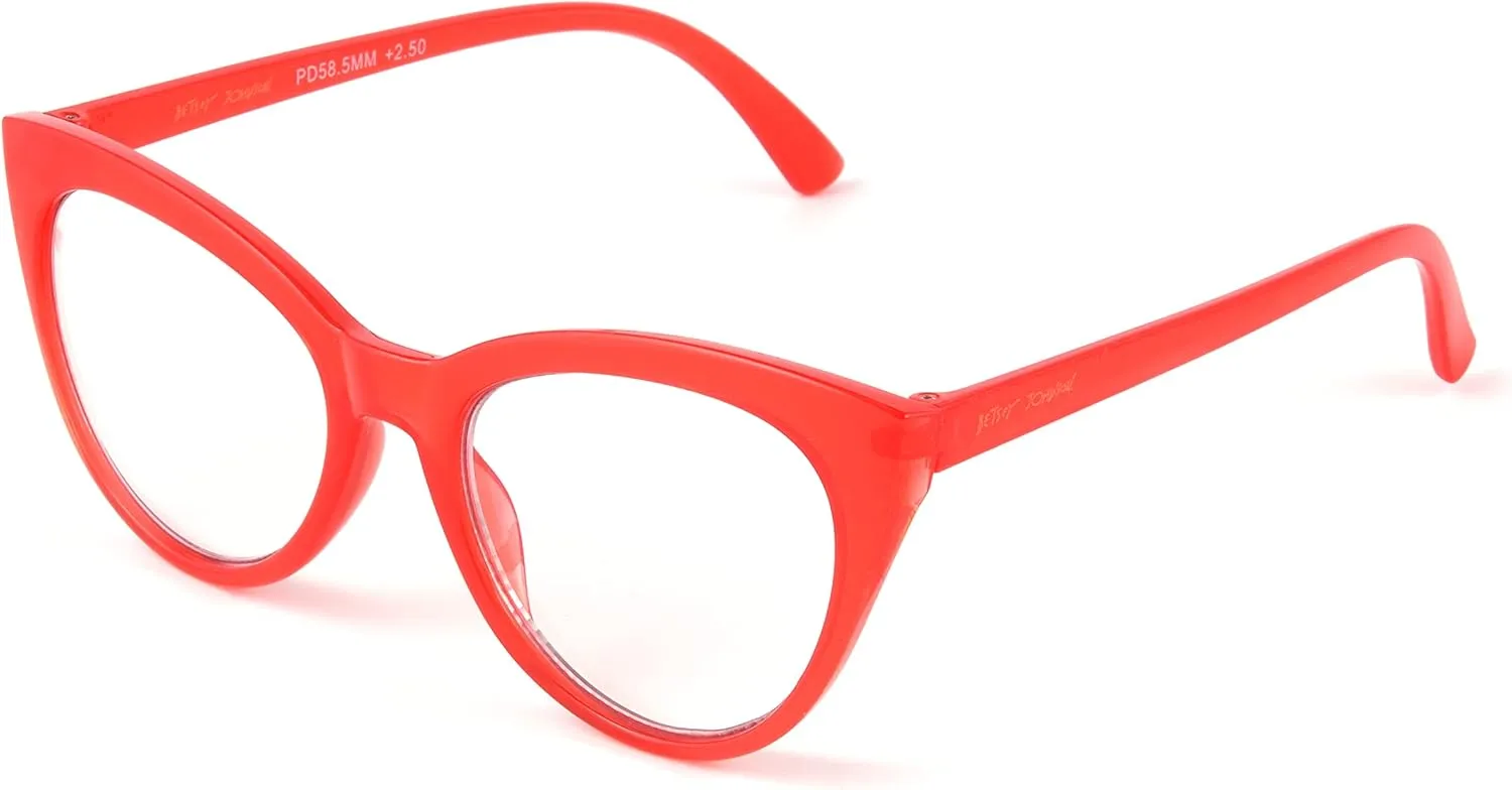 Betsey Johnson womens Rhett Blue Light Glasses Reading Glasses, Shiny Red, 62mm US