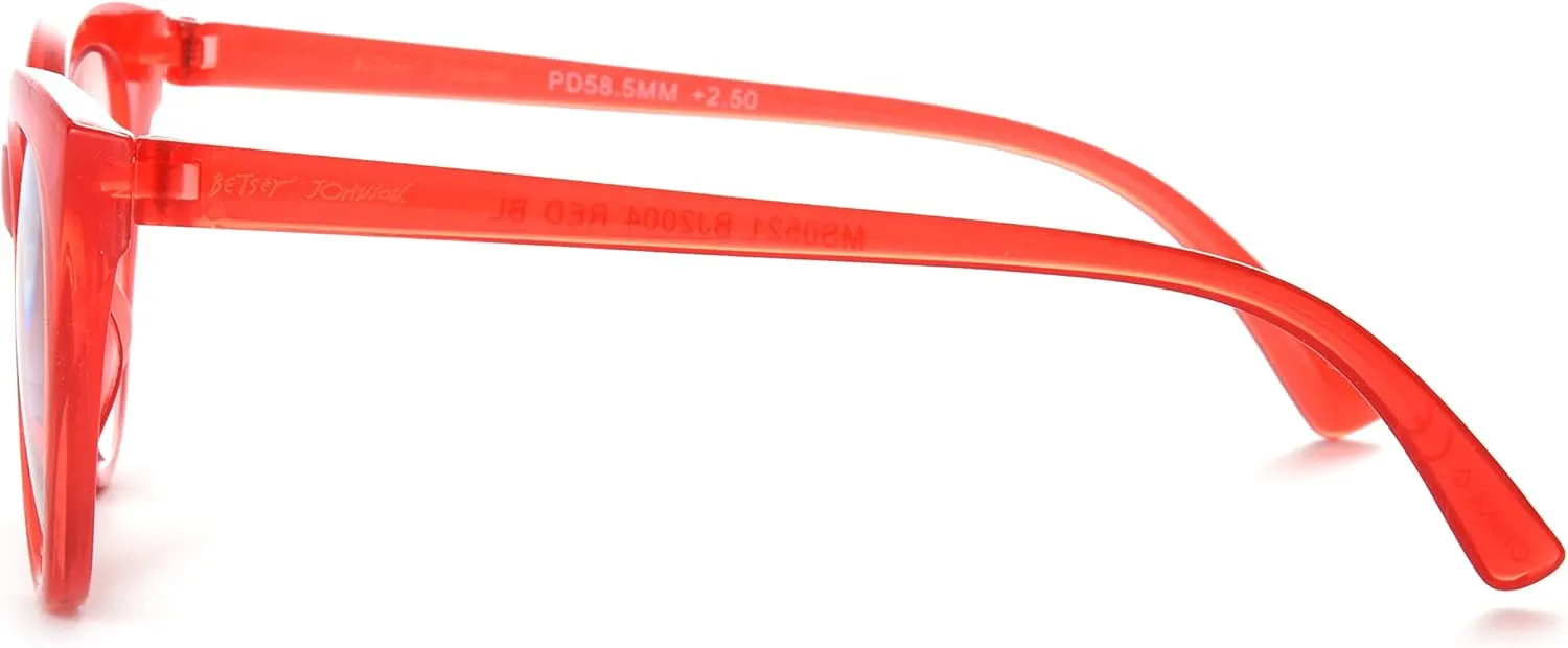 Betsey Johnson womens Rhett Blue Light Glasses Reading Glasses, Shiny Red, 62mm US