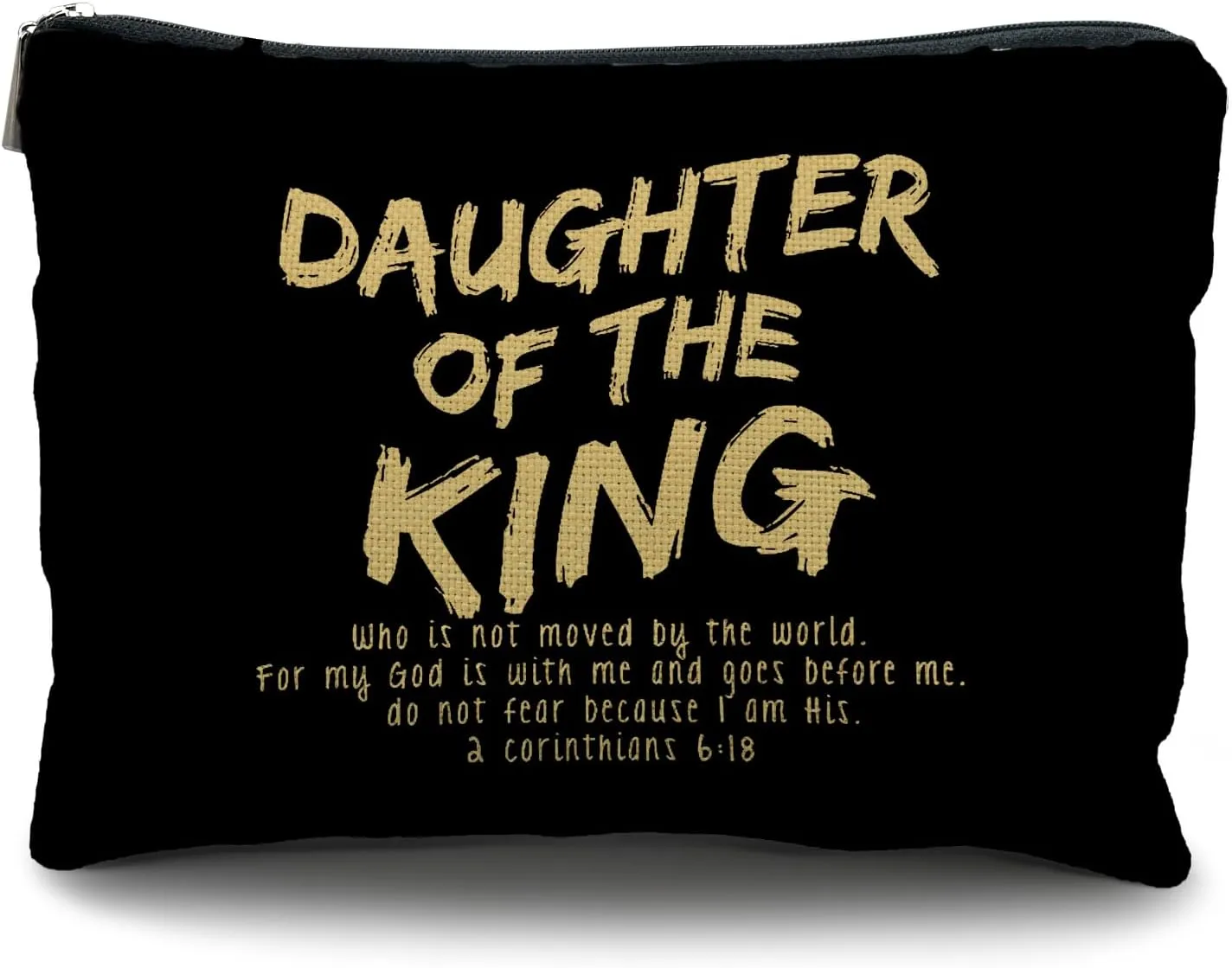 bible verse makeup bag，Daughter of the king makeup bag，christian makeup bag Cosmetic Bag，inspirational gifts for women，christian gifts for women faith，christian gifts for girls(black and golden)