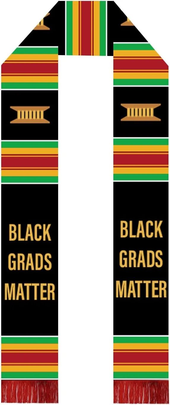 Black Grads Matter Scarf African American Graduation Stole Scarf with Red Tassels