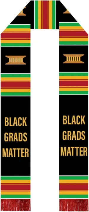 Black Grads Matter Scarf African American Graduation Stole Scarf with Red Tassels