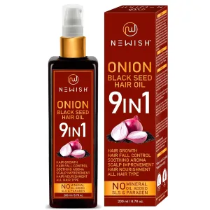 Black Seed Onion Oil for Hair Regrowth and Care, With Castor, Almond, Sunflower, Methi & Jojoba Oils for Shiny Hair (200 ml)