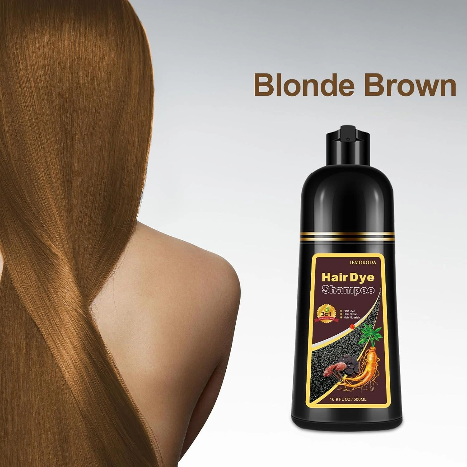 Blonde Brown Hair Dye, Hair Dye Shampoo for Women & Men, Color Shampoo Hair Dye, Shampoo Para Pintar El Cabello 16.9 Fl Oz, Safe and Natural Champu Para Canas (Blonde Brown)