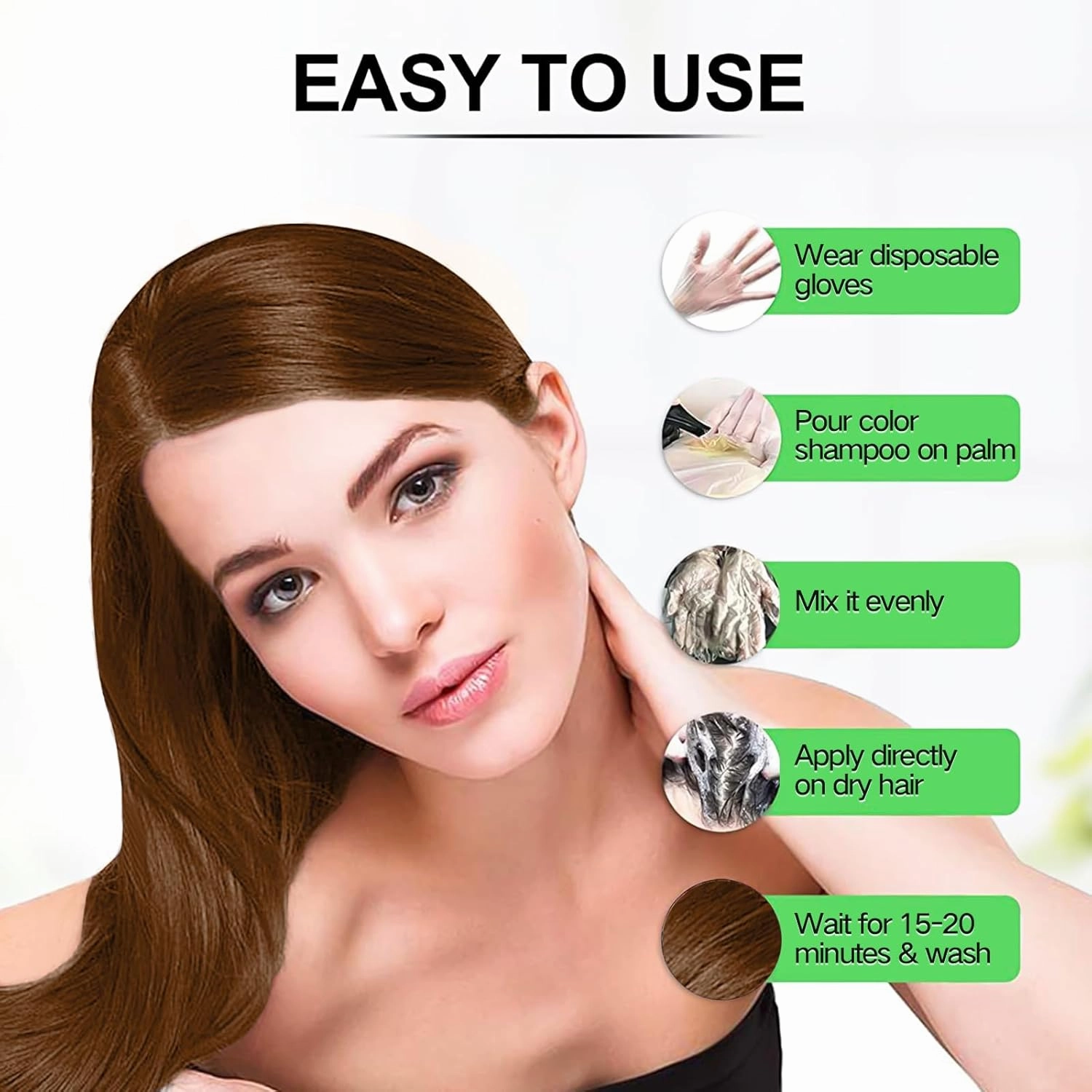 Blonde Brown Hair Dye Shampoo, Instant Long Lasting Hair Color Shampoo, Shampoo Para Pintar el Cabello