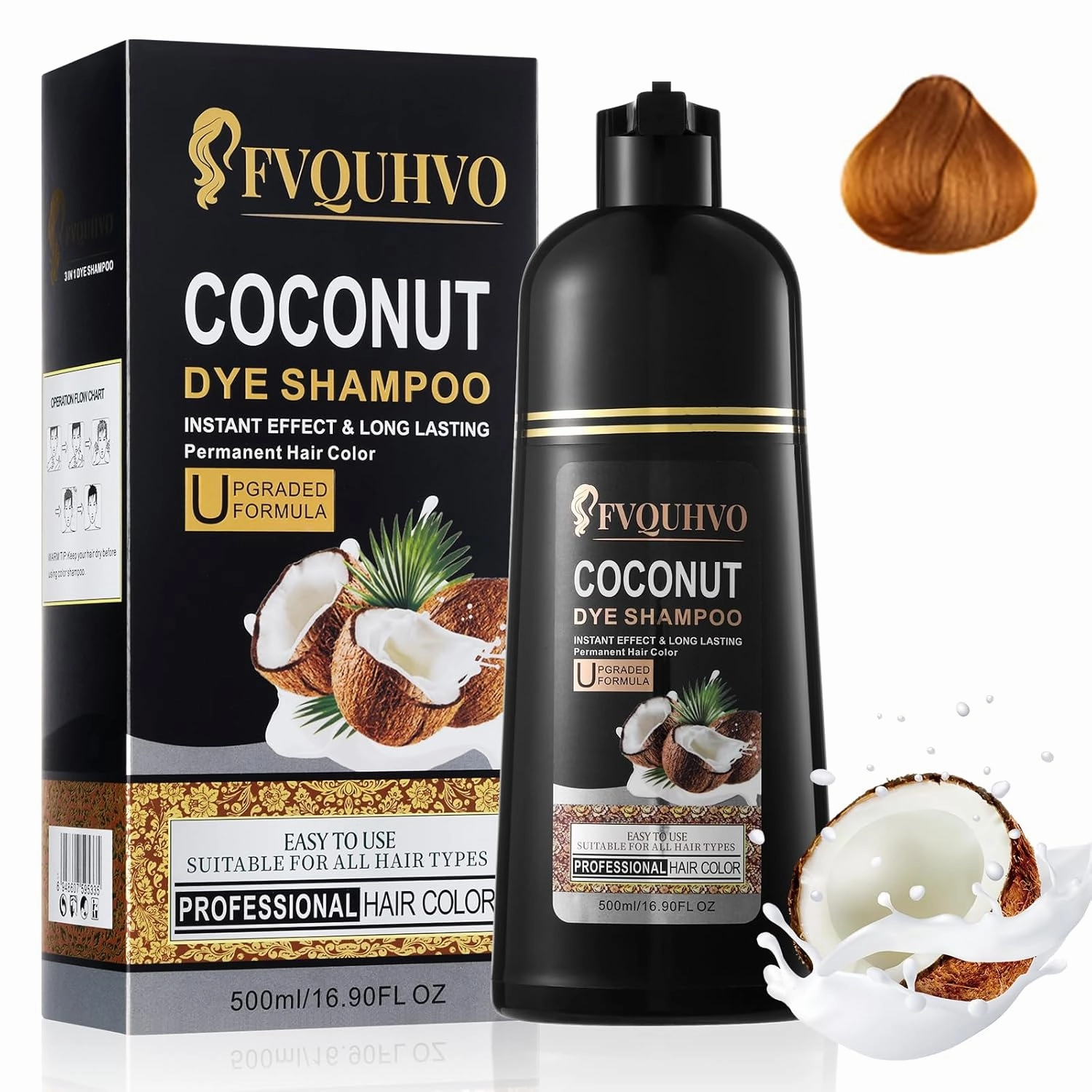 Blonde Brown Hair Dye Shampoo, Instant Long Lasting Hair Color Shampoo, Shampoo Para Pintar el Cabello