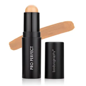 Bodyography Pro Perfect Foundation Stick - Demi-Matte Finish with A Natural Look - Enhancer for Concealing, Highlighting, and Contouring - Vitamin C & E (Golden)