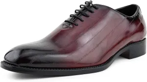 Bolano Brayden - Men's Dress Shoes - Exotic EEL Skin Print, Oxford Lace-Ups, Black Burnished Toe - Exotic Formal Shoes for Men - Original, Designer Shoes