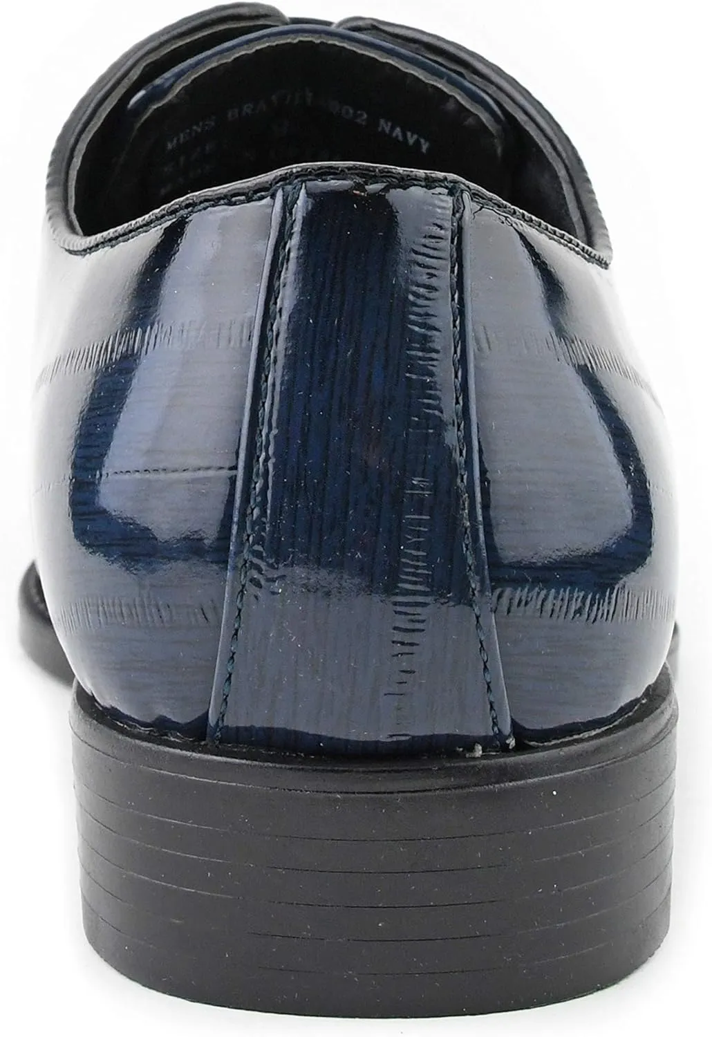 Bolano Brayden - Men's Dress Shoes - Exotic EEL Skin Print, Oxford Lace-Ups, Black Burnished Toe - Exotic Formal Shoes for Men - Original, Designer Shoes