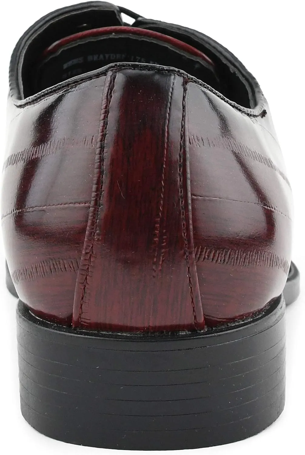 Bolano Brayden - Men's Dress Shoes - Exotic EEL Skin Print, Oxford Lace-Ups, Black Burnished Toe - Exotic Formal Shoes for Men - Original, Designer Shoes