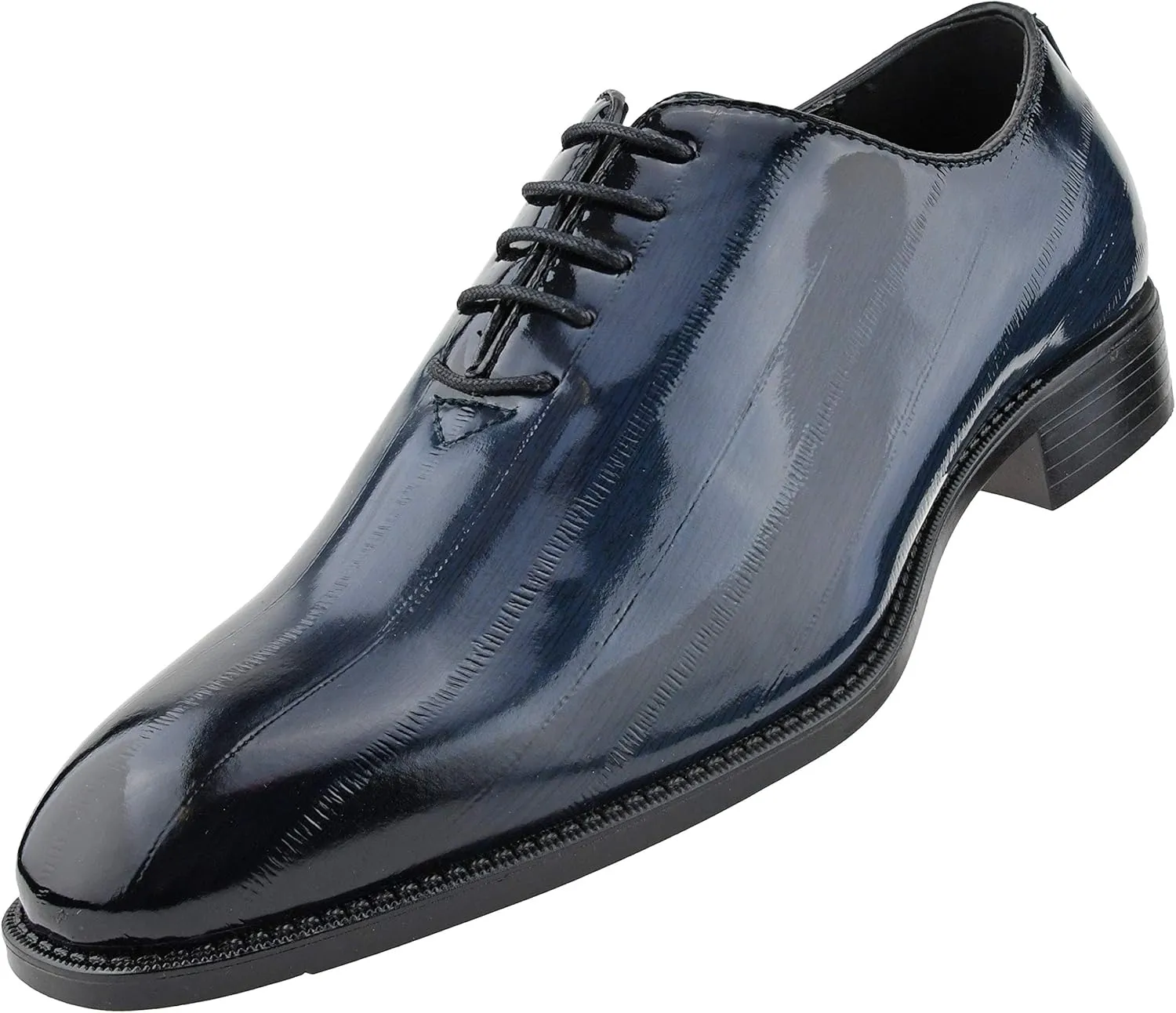 Bolano Brayden - Men's Dress Shoes - Exotic EEL Skin Print, Oxford Lace-Ups, Black Burnished Toe - Exotic Formal Shoes for Men - Original, Designer Shoes