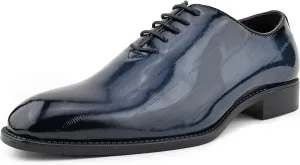 Bolano Brayden - Men's Dress Shoes - Exotic EEL Skin Print, Oxford Lace-Ups, Black Burnished Toe - Exotic Formal Shoes for Men - Original, Designer Shoes