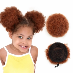 Boymia Afro Puff Drawstring Ponytail #30 Copper Red 4 Inch 100% Human Hair Short Kinky Curly Hair Bun Extension Enhancing Your Beauty And Youthfulness Kinky Curly Bun Hair