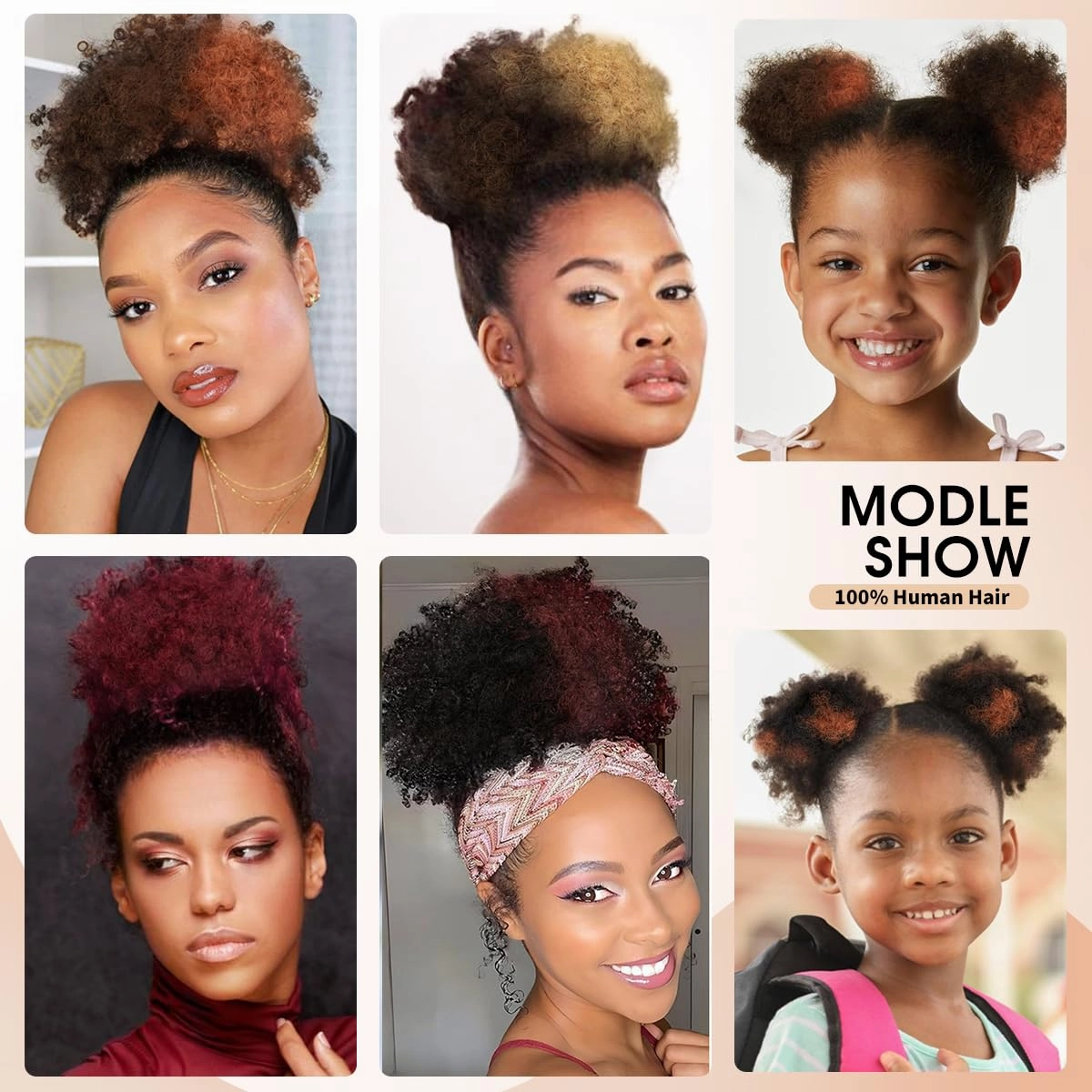 Boymia Afro Puff Extension for Black Women #99J Wine Red 4 Inch Short Kinky Curly Hair Bun Extension Genuine Human Hair Durable Natural Soft and Smooth Updo Hair Extensions