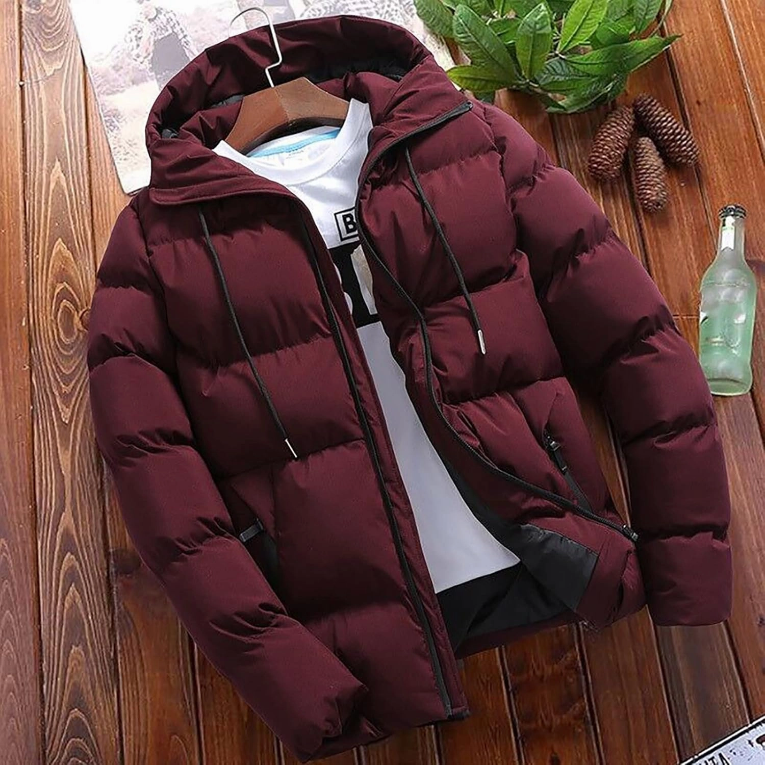 Bubble Coat With Hood Lightweight Packable Long Sleeve Zip Puffer Jacket Winter Warm Padded Down Jacket Outwear