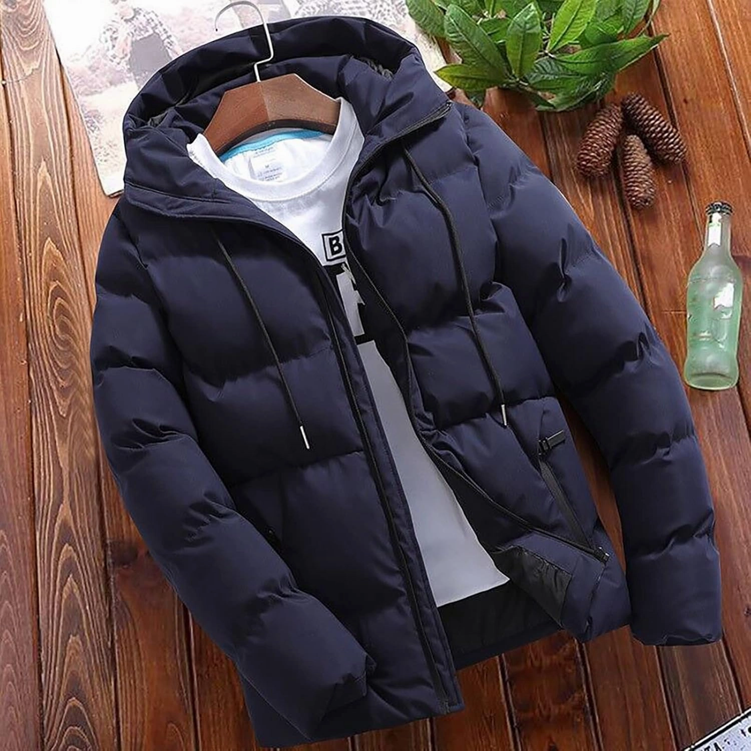 Bubble Coat With Hood Lightweight Packable Long Sleeve Zip Puffer Jacket Winter Warm Padded Down Jacket Outwear