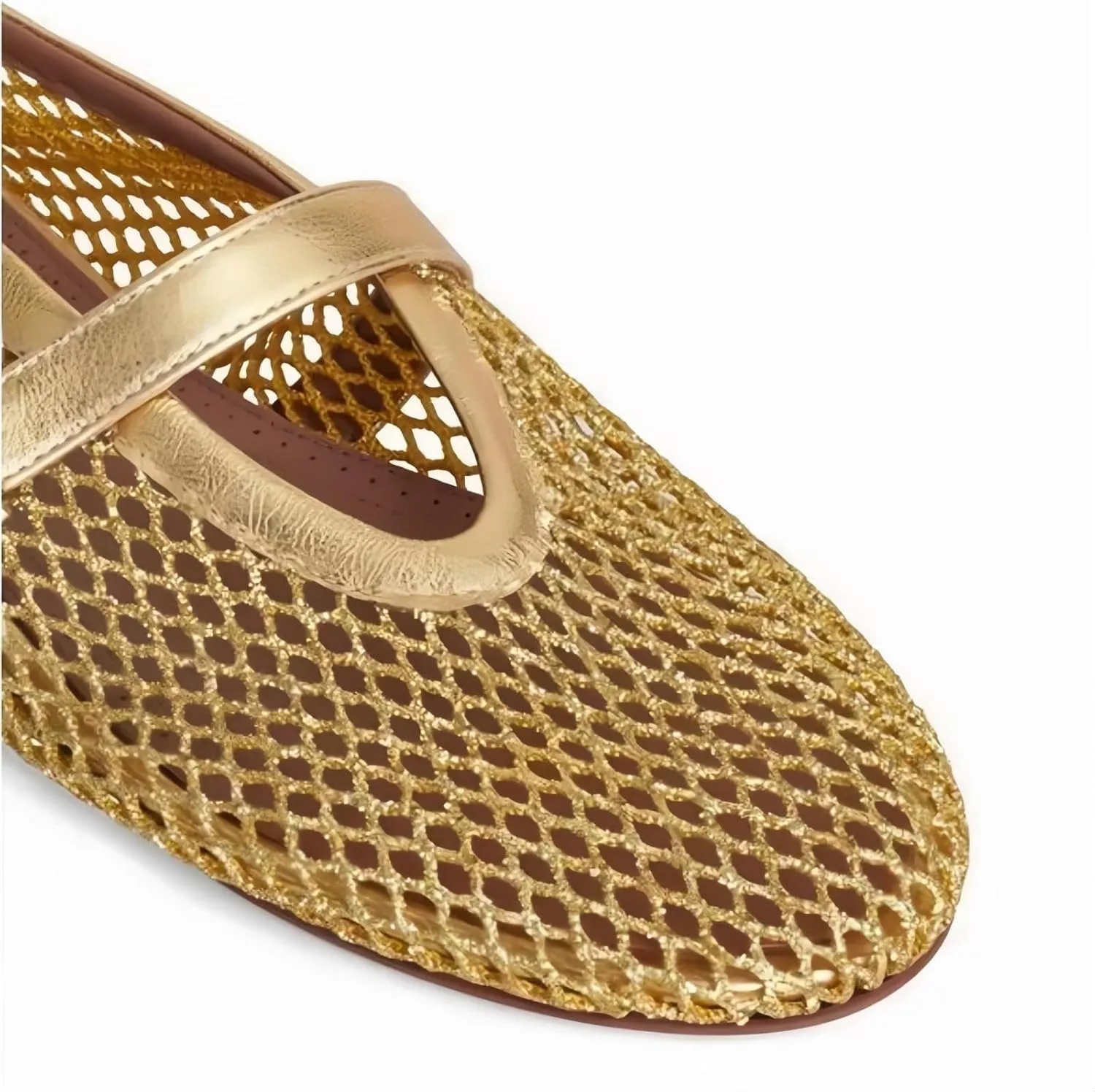 Buckle Strap Mesh Ballet Flats for Womens, Mary Jane Round Toe Slip On Dress Ballerinas Soft Shoes